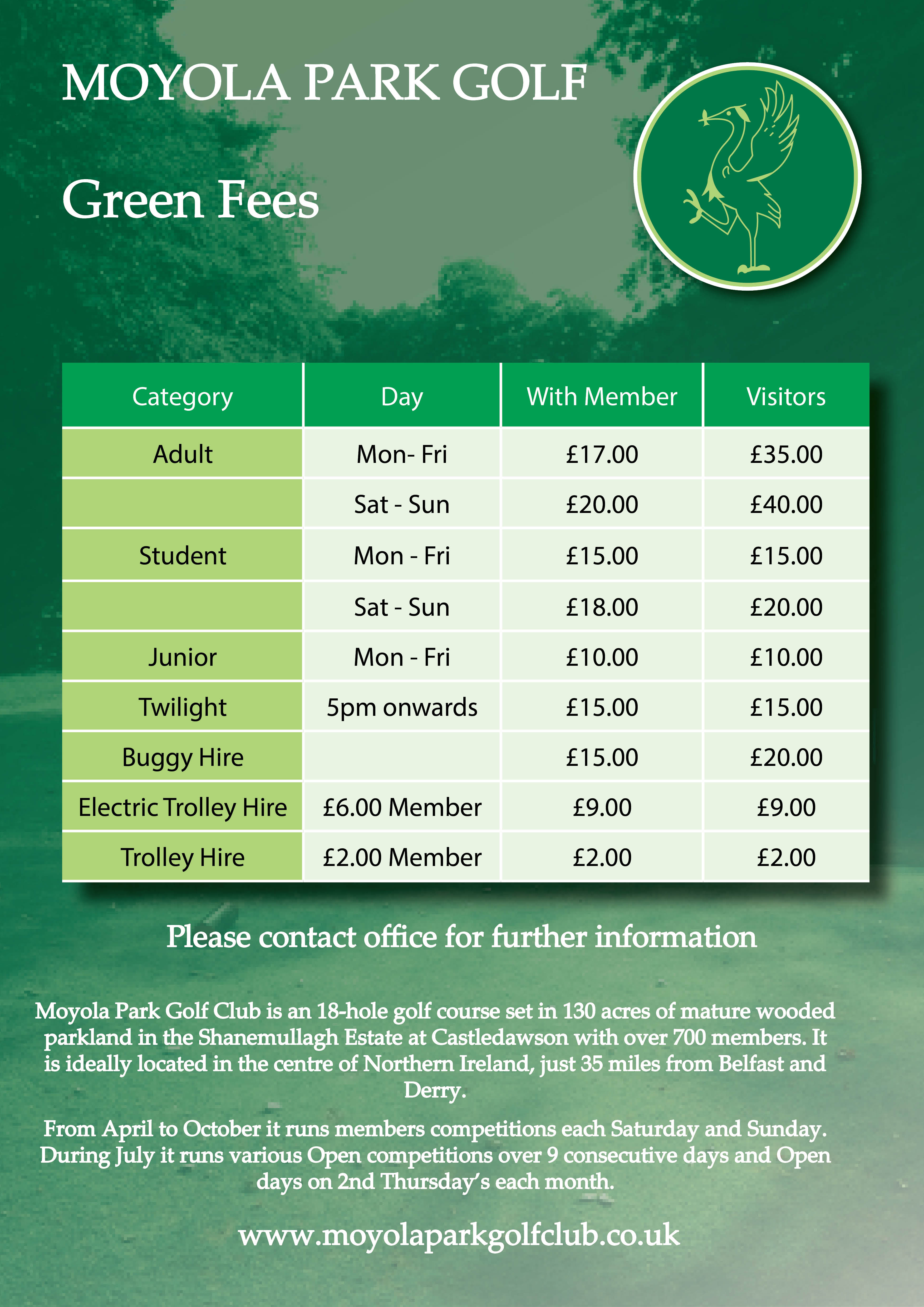 Green Fee Rates Moyola Park Golf Club