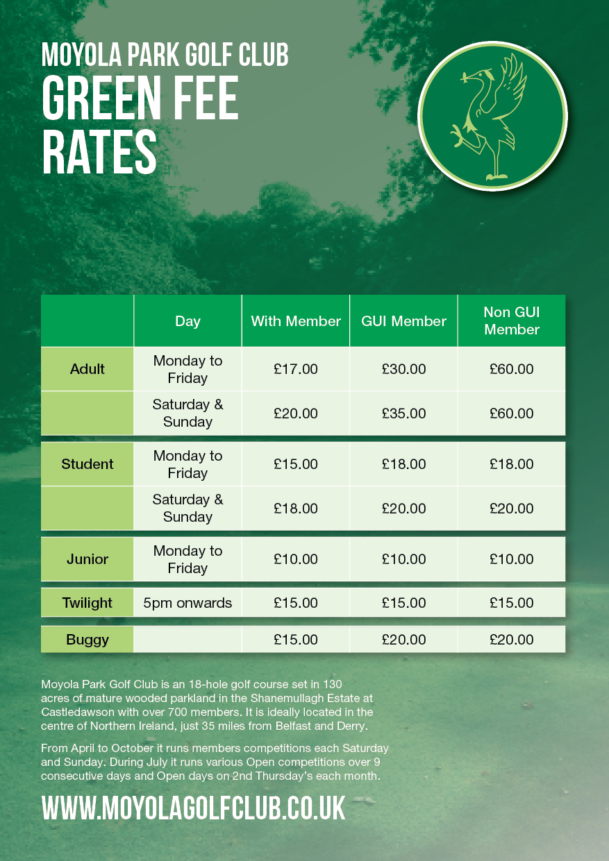 Green Fee Rates Moyola Park Golf Club